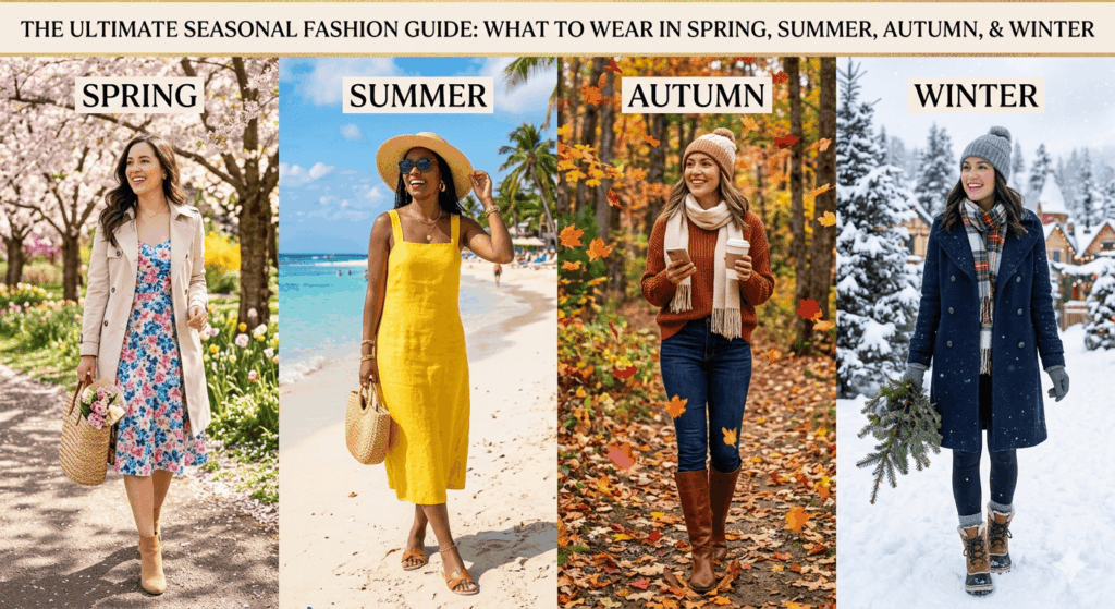  Seasonal Fashion Wear in Spring, Summer, Autumn, and Winter 